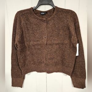 RD Style Stitch Fix Womens Brown Knit Crew Neck Cardigan Sweater NWT
